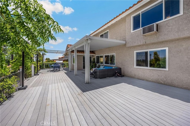 5999 Cedar Mountain Dr, Rancho Cucamonga, CA 91737 - deck with outdoor dining area and an outdoor hangout area