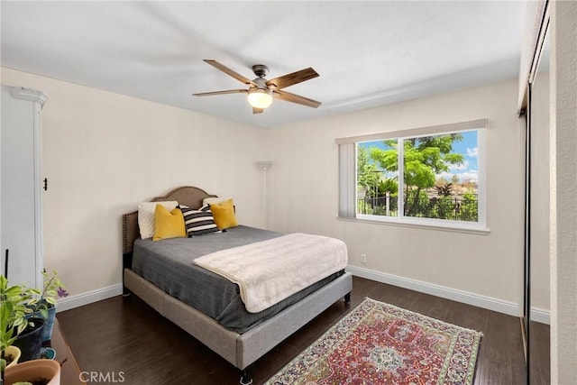 5999 Cedar Mountain Dr, Rancho Cucamonga, CA 91737 - bedroom with dark wood-type flooring and a ceiling fan