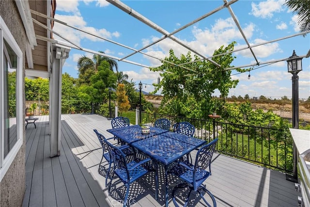 5999 Cedar Mountain Dr, Rancho Cucamonga, CA 91737 - wooden deck featuring outdoor dining space