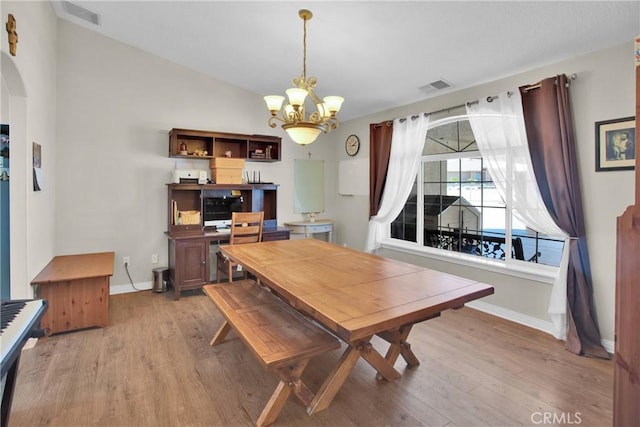 7330 Smoke Tree Rd, Phelan, CA 92371 - dining area featuring arched walkways, a chandelier, and wood finished floors