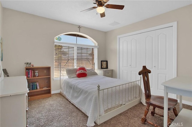 7330 Smoke Tree Rd, Phelan, CA 92371 - carpeted bedroom with a closet and ceiling fan