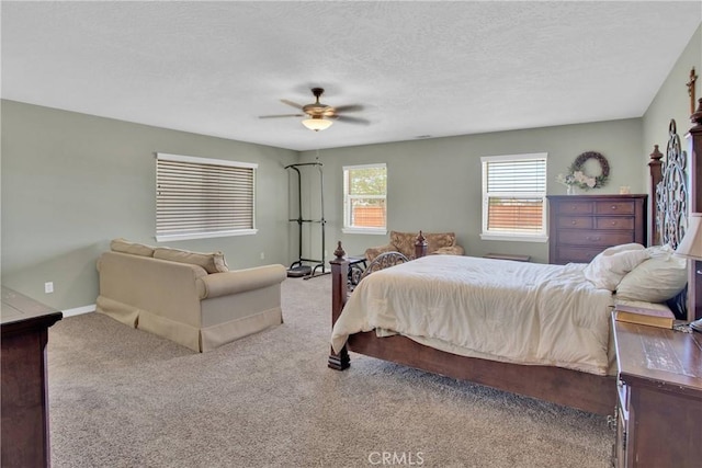 7330 Smoke Tree Rd, Phelan, CA 92371 - carpeted bedroom featuring a ceiling fan and a textured ceiling