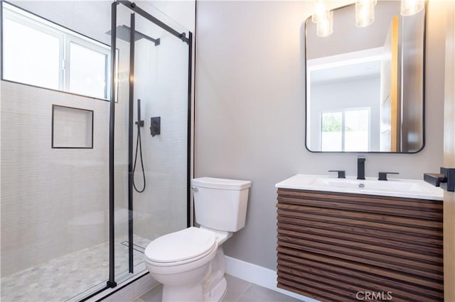 17905 Bullock St, Encino, CA 91316 - bathroom with vanity, tiled shower, and tile patterned flooring