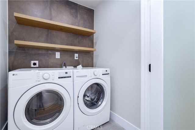 17905 Bullock St, Encino, CA 91316 - laundry room featuring washer and dryer and baseboards