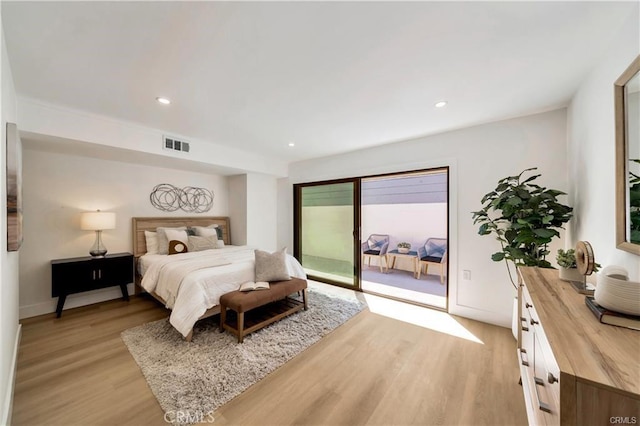 1603 Sunnyside, San Pedro, CA 90732 - bedroom with access to exterior, light wood finished floors, and recessed lighting