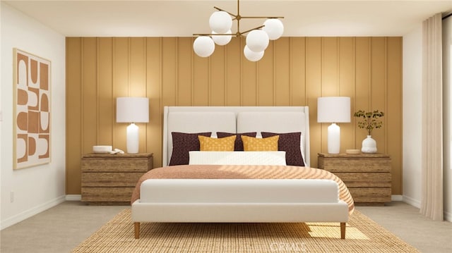7594 Taylor Ave, Hesperia, CA 92345 - bedroom featuring light carpet and a chandelier