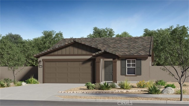 7594 Taylor Ave, Hesperia, CA 92345 - view of front of property featuring a garage, driveway, stucco siding, and a tile roof