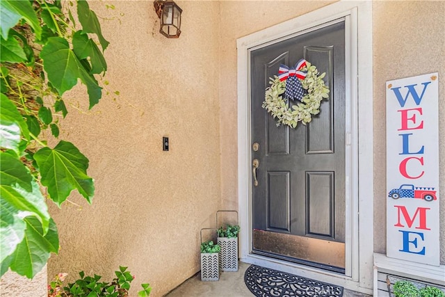 25525 Fitzgerald Ave, Stevenson Ranch, CA 91381 - doorway to property with stucco siding