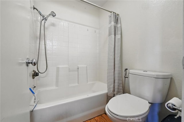 19121 Broken Bow Dr, Riverside, CA 92508 - full bathroom featuring shower / bath combination with curtain and wood finished floors