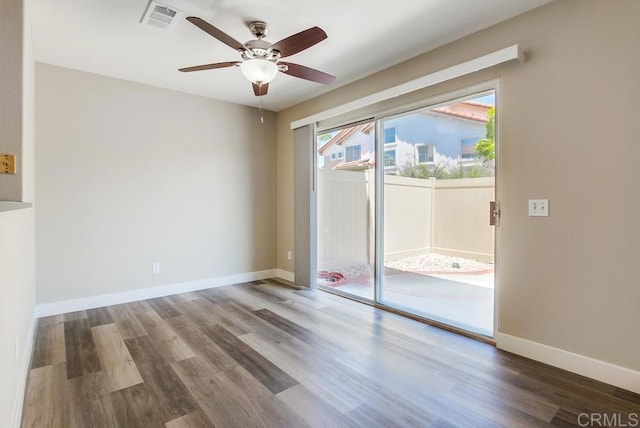 4620 Los Alamos Way Unit C, Oceanside, CA 92057 - unfurnished room with a ceiling fan, plenty of natural light, and wood finished floors