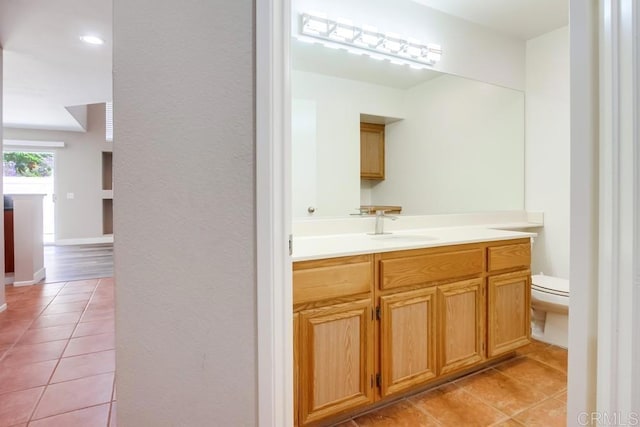 4620 Los Alamos Way Unit C, Oceanside, CA 92057 - bathroom with tile patterned floors, vanity, and a textured wall