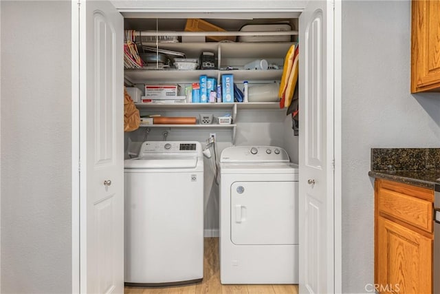 2951 S Plainfield Pl, Ontario, CA 91761 - laundry room featuring separate washer and dryer and light wood-type flooring