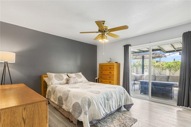 2951 S Plainfield Pl, Ontario, CA 91761 - bedroom featuring access to exterior, light wood-type flooring, and a ceiling fan