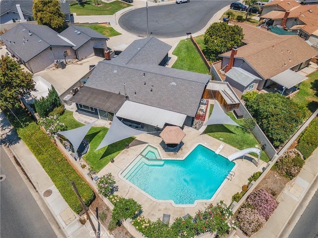 2951 S Plainfield Pl, Ontario, CA 91761 - aerial perspective of suburban area with a pool area