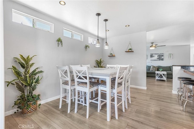2951 S Plainfield Pl, Ontario, CA 91761 - dining room featuring light wood-style floors, a ceiling fan, and recessed lighting