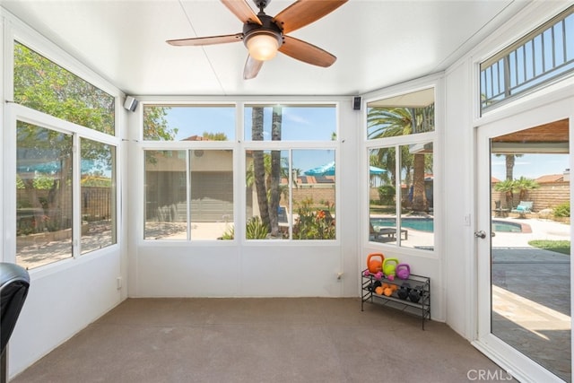 1225 Old Hickory Rd, Corona, CA 92882 - unfurnished sunroom with plenty of natural light and ceiling fan