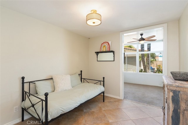 1225 Old Hickory Rd, Corona, CA 92882 - living area featuring light colored carpet, a ceiling fan, and light tile patterned floors