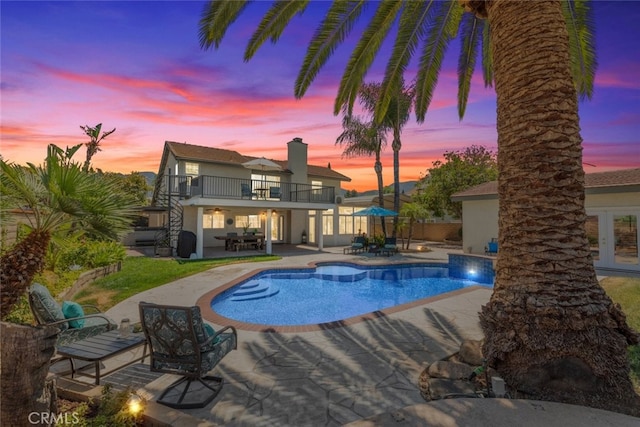 1225 Old Hickory Rd, Corona, CA 92882 - swimming pool with a patio, outdoor dining space, and french doors