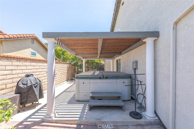 1225 Old Hickory Rd, Corona, CA 92882 - fenced backyard with a hot tub, a patio, and a grill