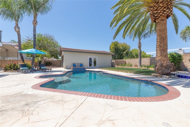 1225 Old Hickory Rd, Corona, CA 92882 - view of swimming pool featuring french doors and a patio