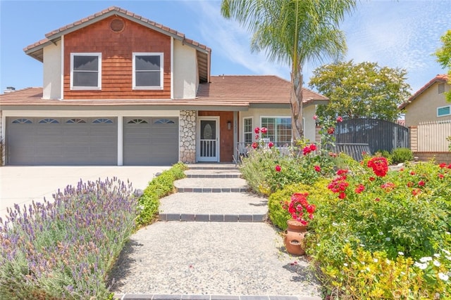 1225 Old Hickory Rd, Corona, CA 92882 - traditional-style home with driveway, an attached garage, and a tiled roof
