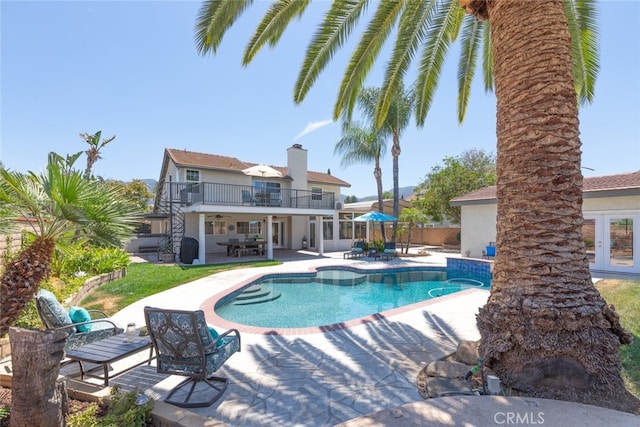 1225 Old Hickory Rd, Corona, CA 92882 - view of swimming pool featuring a patio, french doors, and outdoor dining area
