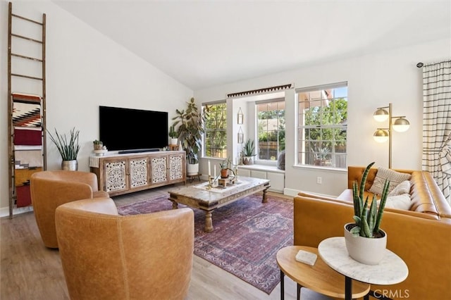 215 Meadowlark Rd, Paso Robles, CA 93446 - living room featuring wood finished floors and vaulted ceiling