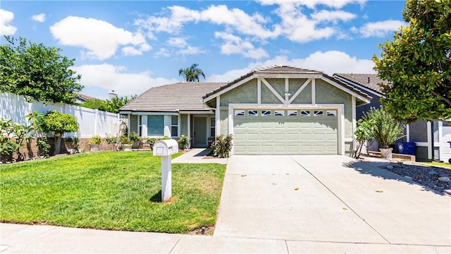 7339 Greenbriar Pl, Rancho Cucamonga, CA 91730 - view of front of house with driveway, an attached garage, stucco siding, and a tile roof