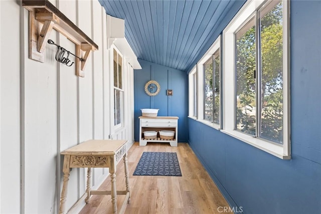 2725 W Sacramento Ave, Chico, CA 95973 - mudroom with light wood-style floors, vaulted ceiling, and wood ceiling