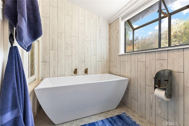 2725 W Sacramento Ave, Chico, CA 95973 - bathroom featuring wooden walls and a soaking tub