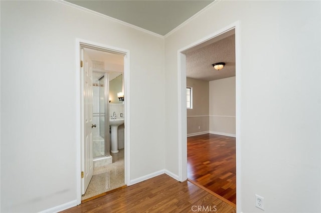 11162 Barman Ave, Culver City, CA 90230 - hallway with wood finished floors and crown molding