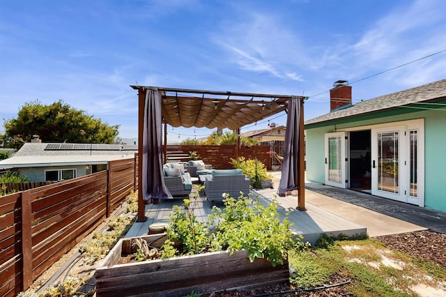 12538 Buckskin Trl, Poway, CA 92064 - fenced backyard with an outdoor living space, a pergola, and a deck