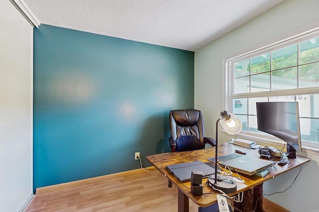 12538 Buckskin Trl, Poway, CA 92064 - office featuring a textured ceiling and wood finished floors