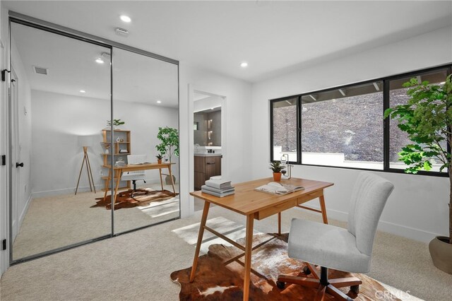 2115 E Santiago St, Covina, CA 91724 - carpeted home office featuring baseboards and recessed lighting