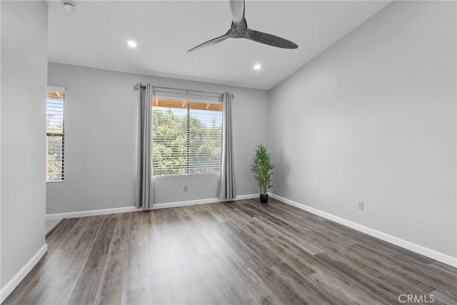 1346 Tourney Hill Ln Unit 67, Nipomo, CA 93444 - unfurnished room with a ceiling fan, wood finished floors, recessed lighting, and a smoke detector
