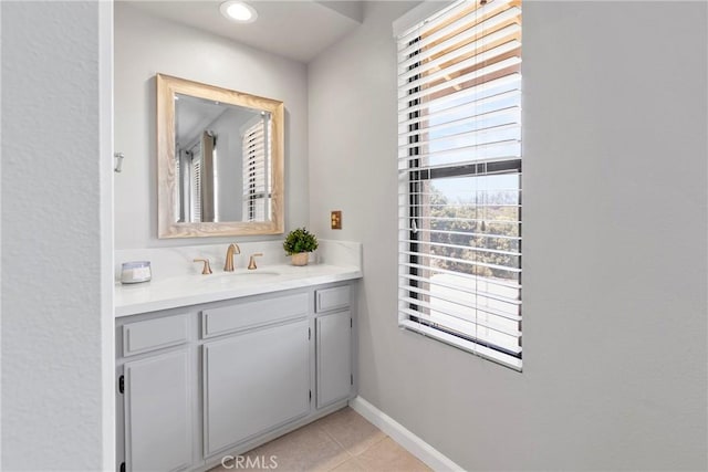 1346 Tourney Hill Ln Unit 67, Nipomo, CA 93444 - bathroom featuring vanity, tile patterned flooring, and recessed lighting