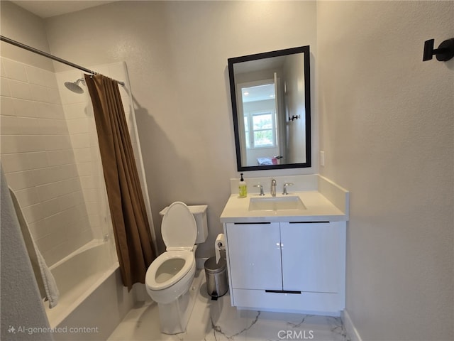 171 Bear Leaf Dr, Lake Forest, CA 92630 - bathroom featuring vanity, shower / tub combo, and marble look tile flooring