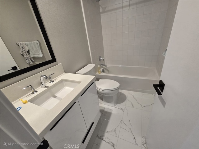 171 Bear Leaf Dr, Lake Forest, CA 92630 - bathroom featuring marble finish floors, vanity, and washtub / shower combination