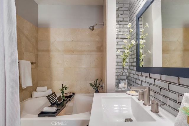 488 E Ocean Blvd Unit 502, Long Beach, CA 90802 - bathroom with tile walls and vanity
