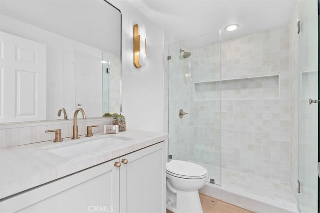 317 Calle Familia, San Clemente, CA 92672 - bathroom with vanity, tiled shower, and recessed lighting