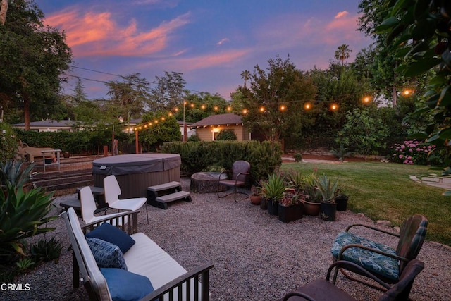 1036 N Chester Ave, Pasadena, CA 91104 - patio terrace at dusk with a hot tub and a patio