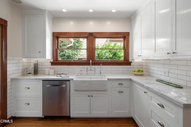 1036 N Chester Ave, Pasadena, CA 91104 - kitchen featuring stainless steel dishwasher, plenty of natural light, and white cabinetry