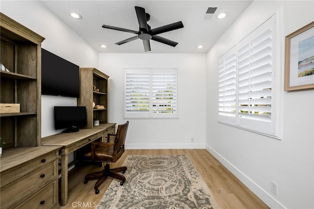 308 Via El Patio, San Clemente, CA 92673 - office area with ceiling fan, light wood-type flooring, and recessed lighting