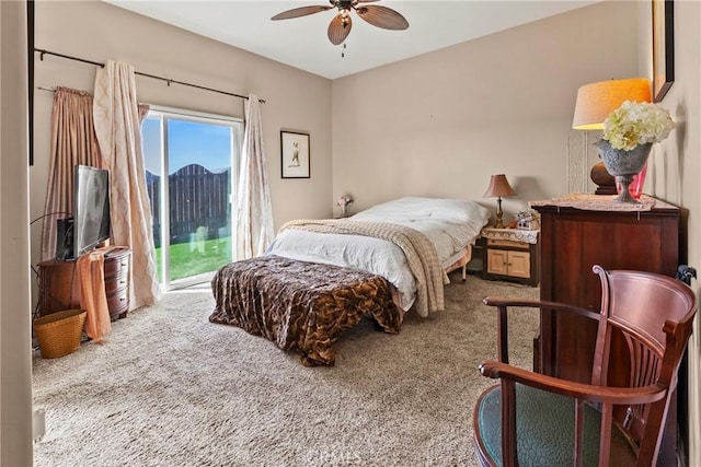 235 Cornuta Way, Nipomo, CA 93444 - bedroom featuring access to exterior, carpet floors, and a ceiling fan