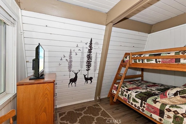 1351 Silverado Rd, Big Bear City, CA 92314 - bedroom featuring wood finished floors and wood walls