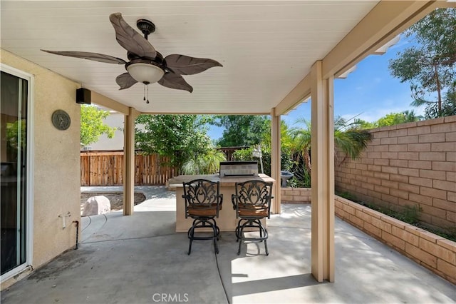 31139 Little Camille Way, Menifee, CA 92584 - fenced backyard with a patio area, ceiling fan, and outdoor dining area