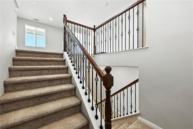 6212 Athena St, Chino, CA 91710 - stairway featuring carpet flooring and recessed lighting