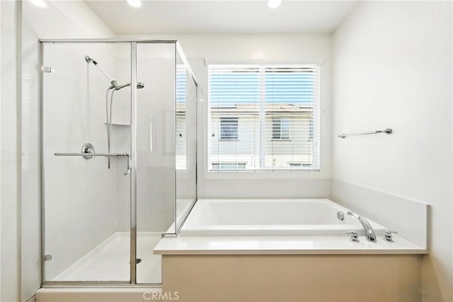 6212 Athena St, Chino, CA 91710 - full bathroom featuring a stall shower, a garden tub, and recessed lighting