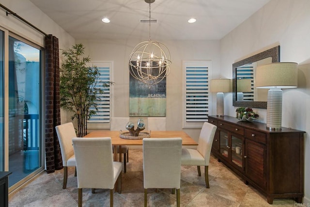 674 Calypso Pl, Encinitas, CA 92024 - dining space with a chandelier and recessed lighting