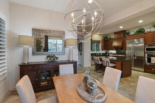 674 Calypso Pl, Encinitas, CA 92024 - dining space with a chandelier and recessed lighting